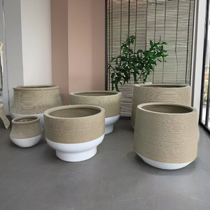 Fiberstone Durable Lightweight Planter <b>Pot</b> <b>with</b> Metal <b>Stand</b> for Home & Garden Modern Minimalism Nordic Style Outdoor Indoor - Product Image 1