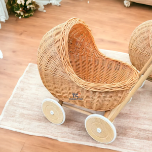 Poupée Poussette Naturelle Fait Main en Osier Rotin Poupée Landau Enfants Bébé Meubles En Gros Vietnam - Product Image 5
