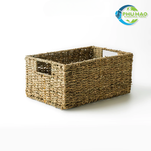 CESTA DE ALMACENAMIENTO DE HIERBA MARINA Cesta de almacenamiento de algas marinas naturales con forro de algodón Forma rectangular, diseño hecho a mano Artesanía de Vietnam - Product Image 6
