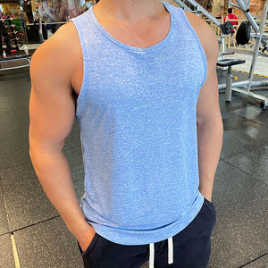 เสื้อกล้ามออกกำลังกายผู้ชายสำหรับฤดูร้อน ผ้าถักโพลีเอสเตอร์/คอตตอน แห้งเร็ว เหมาะสำหรับออกกำลังกายในยิม เสริมสร้างกล้ามเนื้อ สวมใส่สบาย ระบายอากาศได้ดี เสื้อผ้ากีฬา - Product Image 3