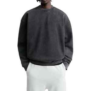 Vente en gros sweat-shirt épais pour hommes en éponge française délavé au soleil surdimensionné en détresse vintage lavé à l'acide sweats à capuche - Product Image 1