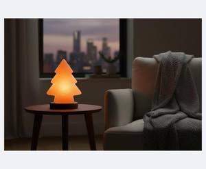 Lampe de sel de l'Himalaya sculptée dans un arbre, écologique, lumière ambrée naturelle, décoration de Noël, cadeau artisanal pour la maison - Product Image 2
