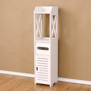 Cheap Toilet Paper Holder Cabinet <strong>Thin</strong> Bathroom Vanity White Storage Rack With <strong>Shelves</strong> Narrow Bath Sink Organizer Towel Shelf - Product Image 2