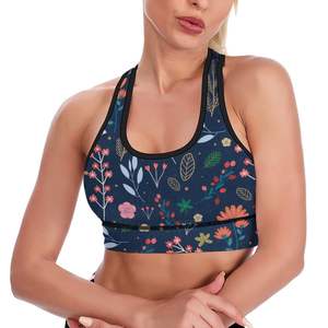 Soutien-gorge de sport léger et respirant en coton côtelé extensible de grande taille avec logo sur le devant - Product Image 1