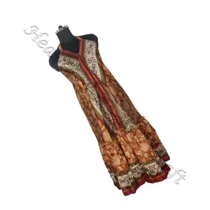בוהמי הודי Boho חדש בציר משי סארי ארוך פרחוני מודפס מסורתית קיץ ללבוש טרנדי פריט נשים של בגדים מזדמן