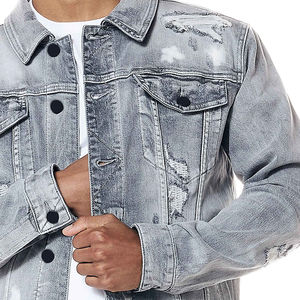 Veste en jean universitaire à manches longues pour hommes de grande taille en coton de haute qualité - Product Image 3