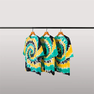 Camiseta Unisex personalizada 100% algodón transpirable multicolor Tie Dye Drop Shoulder Street Wear estampado frontal nuevo diseño para - Product Image 5