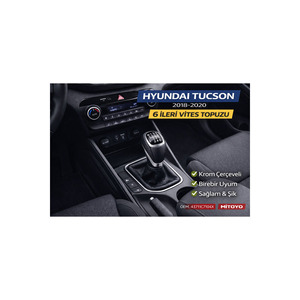 2018-2020 Hyundai Tucson 5-Speed <b>Gear</b> Shift <b>Knob</b> Black Chrome Compatible 43711C72104X Leather and Plastic Material - Product Image 2