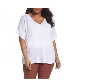 T-shirt femme de qualité supérieure avec étiquette personnalisée t-shirt en forme de V femmes t-shirt en coton lourd taux de gros OEM personnalisé 2025 - Product Image 1