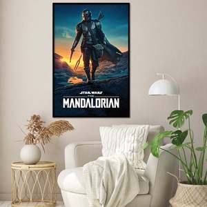 Modern Style the Mandalorian Nightfall <b>Poster</b> Canvas Material with Black Frame for Wall Decor - Product Image 1