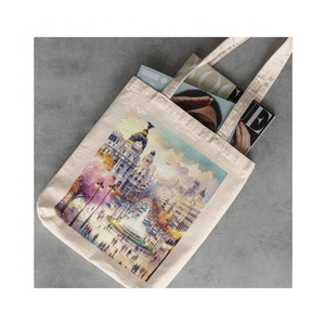 Bolso Tote de algodón orgánico 100% para mujer con logotipo estampado personalizado tus imágenes compras de lona de moda con certificación GOTS Bolso Tote - Product Image 5
