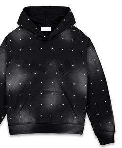 Sudadera con capucha de algodón pesado de gran tamaño personalizada Boxy Fit Acid Wash Sun Faded Men Sudadera con logotipo de diamantes de imitación - Product Image 6