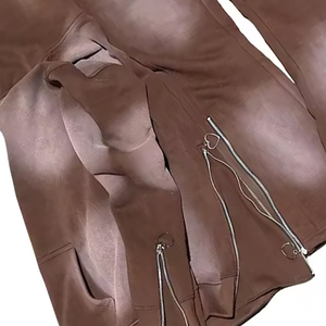 Survêtements de travail unisexes surdimensionnés en coton de haute qualité pour hommes avec patch vieilli appliqué logo personnalisé gris - Product Image 6