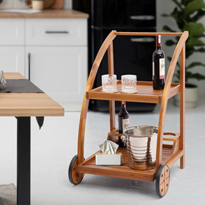 Customized Eco-Friendly Wood Food <b>Trolley</b> Multi-Functional Square Kitchen <b>Storage</b> with Wheels - Product Image 3