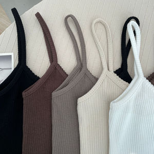 Style femmes minceur coton débardeurs couleur unie Sexy vêtements d'extérieur dentelle décoration courte longueur couverture aisselles gros gilet dames - Product Image 3