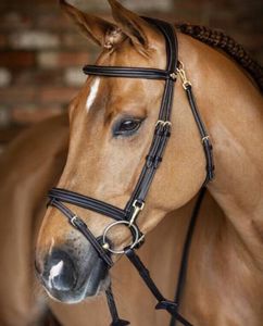 Cheval véritable peau de mouton anatomique snaffle Flash bride détachable néoprène rembourré rênes cuir bride en noir - Product Image 4