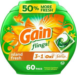 Cápsulas de Detergente para Ropa Gain Flings, 42 Unidades, Aroma Brisa Lunar, Detergente 3 en 1 HE con Oxi Boost y Febreeze - Product Image 1