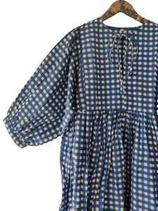 Vestido Midi de Algodón con Estampado Animal y Bloques Tejidos para Mujer, con Manga Larga, Cuello Profundo y Cierre de Cordón - Product Image 2