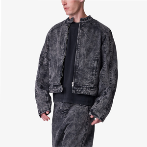 Chaqueta Vaquera de Mezclilla 100% Algodón Unisex de Alta Calidad con Logotipo Personalizado, Estilo Invernal, Lavado Pesado, Botones de Cuerno, Estilo Retro Casual Largo - Product Image 2