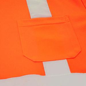 T-shirt de sécurité pour hommes haute visibilité orange fluorescent avec bandes réfléchissantes Tissu en maille respirante certifié pour la construction Chemise pour hommes - Product Image 4