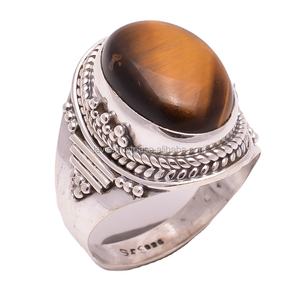Bagues œil de tigre naturel bijoux en argent indien bagues en argent sterling 925 faites à la main fournisseurs de bijoux faits à la main sur mesure - Product Image 1