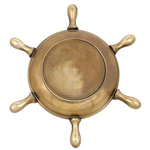 Handmade Antique Brass <b>Ashtray</b> with Nautical Ship Wheel Design and Lid Perfect for Indoor Outdoor Use and Nautical Home Decor - Product Image 4