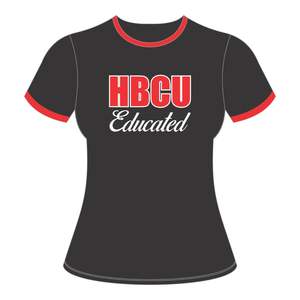 Hbcu เสื้อยืดคอกลมชายตัดสีตัดกันมีสีแดงปักตัวอักษรผ้าฝ้ายสไตล์วิทยาลัย - Product Image 2