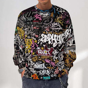 Sweat-shirt à imprimé graffiti en 3D pour hommes, hauts à graffitis, pull thermique hip hop, respirant, hippie, streetwear - Product Image 6