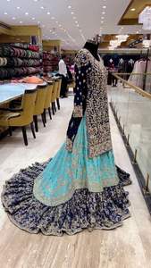 Designer 2024 Soie Matériel De Mariée Kurta Lehenga Choli Cristal Perles De Verre Dabka Travail Brodé Dupatta Accessoires De Mariage - Product Image 2