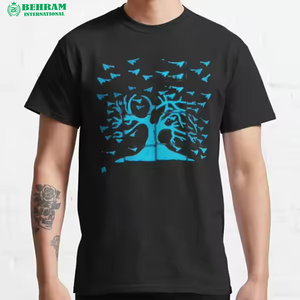 T-shirt noir pour homme, élégant, écologique, respirant, imprimé, col rond, coupe ample, 100% coton biologique, pour la gym et le fitness - Product Image 5