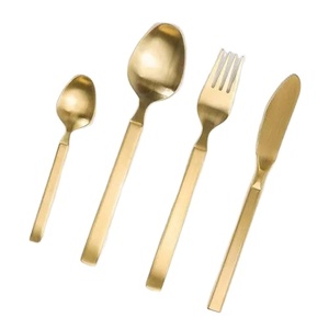 Juego de Cubiertos de Diseño Moderno con Acabado Dorado, Tenedor, Cuchara, Mantequillera, Equipo de Cocina, Nuevo y Personalizable, en Oferta - Product Image 1