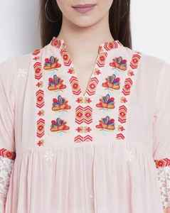 <b>Vintage</b> Ethnic Style Summer <b>Mini</b> Dress for Women 100% Cotton Floral Embroidered Lace Decoration New Spring Collection Breathable - Product Image 3