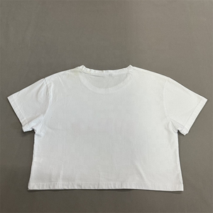 Custom Logo DTG Screen Printing T Shirt 100% Cotton <b>Crop</b> <b>Top</b> for Women Shot Sleeve Breathable White Women's T Shirts - Product Image 5