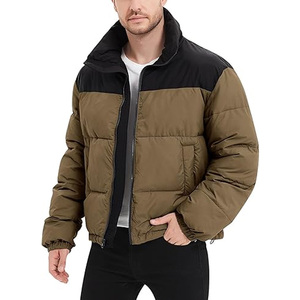 Veste d'hiver matelassée pour homme tendance avec col montant et fermeture éclair sur le devant, logo de haute qualité - Product Image 6