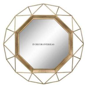 Miroir mural de forme ronde de haute qualité plaqué or de qualité supérieure en métal papillons design look attrayant encadré d'Inde - Product Image 5