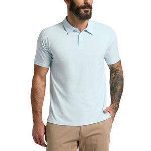 Tissu tricoté ODM classique confortable pour hommes, motif solide, col pratique, technique de teinture unie, pratique pour polo - Product Image 2