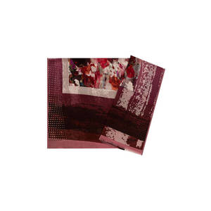 Chal Rectangular con Borlas de Poliéster con Estampado Digital Color Borgoña - Product Image 1