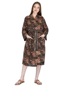 Automne coton indien bloc imprimé Kimono Floral plage couverture XL grande taille léger confortable Robe pour maman Spa maternité bain été - Product Image 4