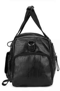 Bolsa de lona de viaje de cuero PU negro de calidad superior, venta al por mayor, bolsa de lona para hombre Weekender, bolsa de gimnasio deportiva de OSTROWEARS ENTERPRISES - Product Image 2