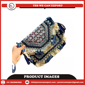 Banjara fait à la main bohème femmes sacs de messager inde sac à bandoulière élégant à la mode Boho Chic Jute gland sac couleur unie fermeture éclair - Product Image 4