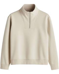 Sudadera de Forro Polar con Media Cremallera para Hombre, Cálida, Suave, Cuello Alto, Cómoda, Informal, Holgada, de Manga Larga, Estilo Pullover - Product Image 1