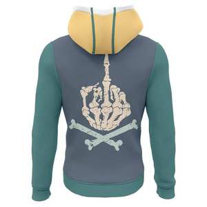 Teal <b>Scooter</b> Skeleton Zip Up Hoodie Unisex Warm Fleece Jacket with Pockets Graphic Streetwear Casual Sweatshirt - Product Image 2