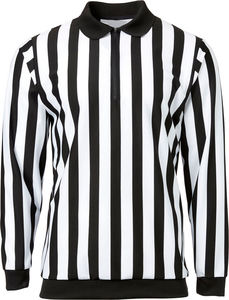 American Football Referee <b>Shirt</b> Plus Size Referee <b>Shirt</b> Men's Long Sleeve Striped Knitted Referee Jersey With Red Arm Patch - Product Image 2