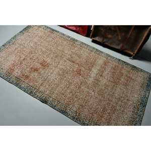 Vintage Area Rug, 3.6x6.7 ft Turkish Rug, <b>Brown</b> <b>Wool</b> Rug - Product Image 4