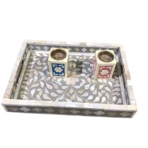 Exquisite bone inlay bakhoor <b>tray</b> set suitable for elegant interior spaces with handcrafted artistic finishing touch - Product Image 3