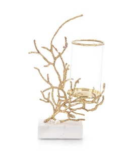 Hot & Luxury Aluminum Golden <b>Tree</b> Branch T Light Candle <b>Tree</b> Stand on <b>Marble</b> Base for Balcony decoration Handmade Candle Holder - Product Image 1