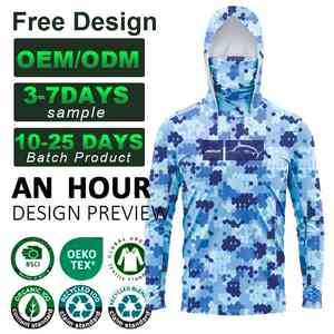 Design personnalisé UPF 50 Mesh Hoodie Jersey UV Protection Solaire Vêtements Quick Dry Camo Long Sleeve Hoodie - Product Image 6