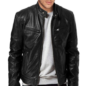 Chaqueta de Cuero PU para Hombre, Estilo Europeo y Americano, para Adolescentes, Cuello Alto, Estilo Punk - Product Image 4