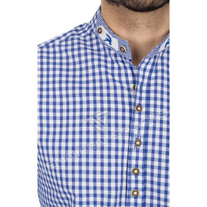 Camisa personalizada de tela de algodón 100% a cuadros para hombre, manga larga, cierre de botón, cuello redondo, Etiqueta interior de cuello personalizado - Product Image 2