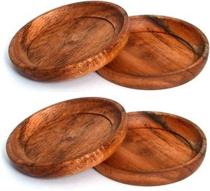 4 Piece Set, Natural Acacia Wood <b>Coasters</b>, Set of 4 Natural Acacia Wood <b>Coasters</b> <b>for</b> <b>drinks</b> Restaurant supplies wooden <b>coasters</b> - Product Image 2